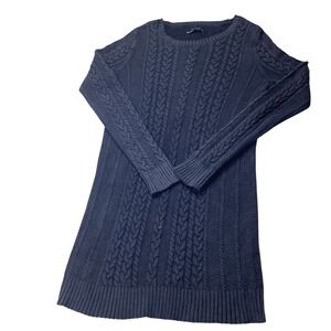 Abercrombie Fitch Cable Knit Sweater‎ Dress Navy Blue Garment Dyed Size S